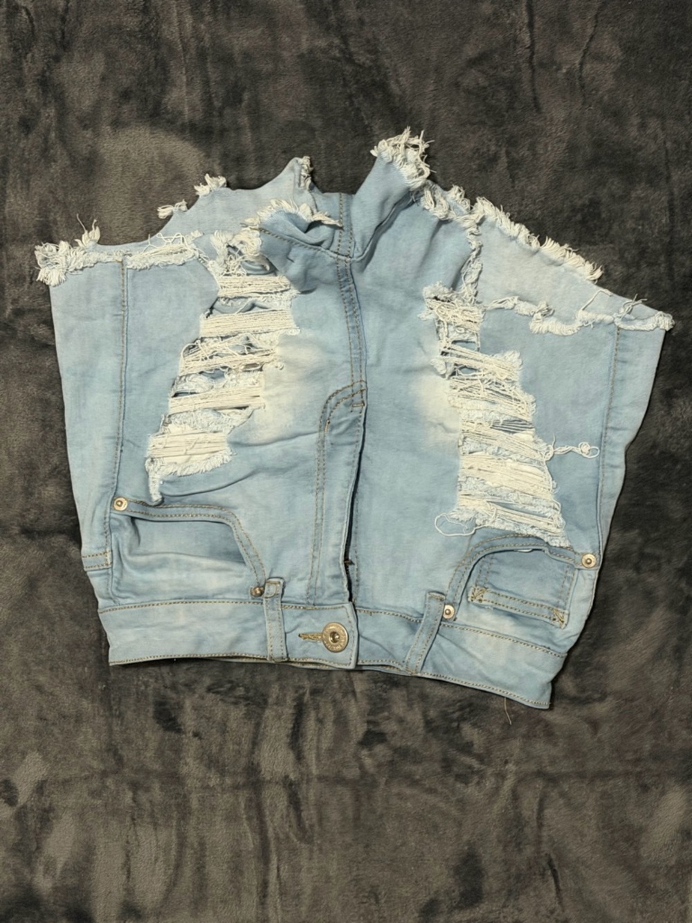 Light Wash Distressed Denim Shorts